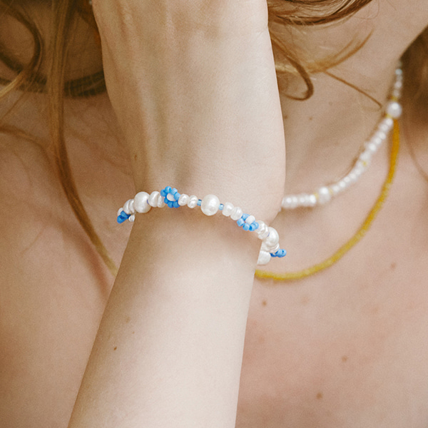 [효연 착용]Blue Daisy Pearl Bracelet