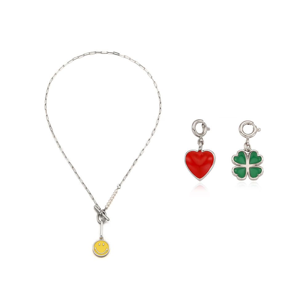 [SET]Smiley® Swing Charm Necklace+Petit Charms_3Type