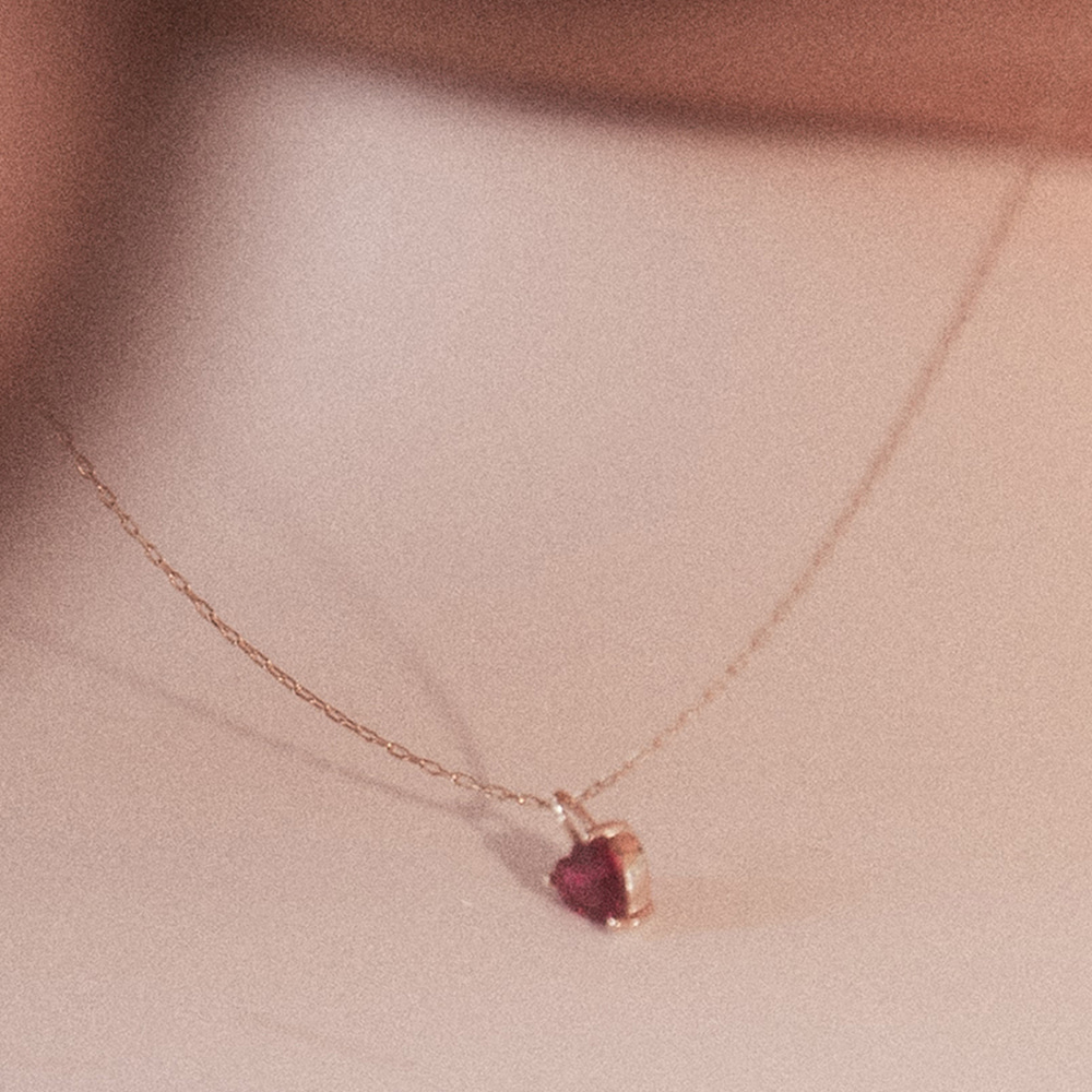[14K Gold] Heart Stone Pendant_2Color